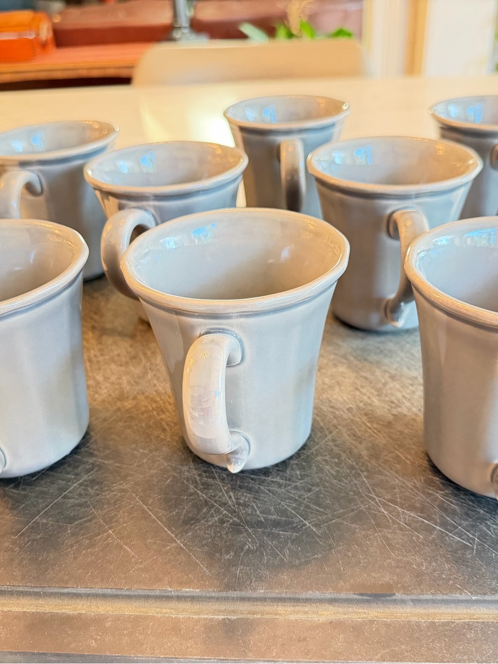 Neutral Gray POTTERY BARN Ceramic Coffee Mugs - Set of 8